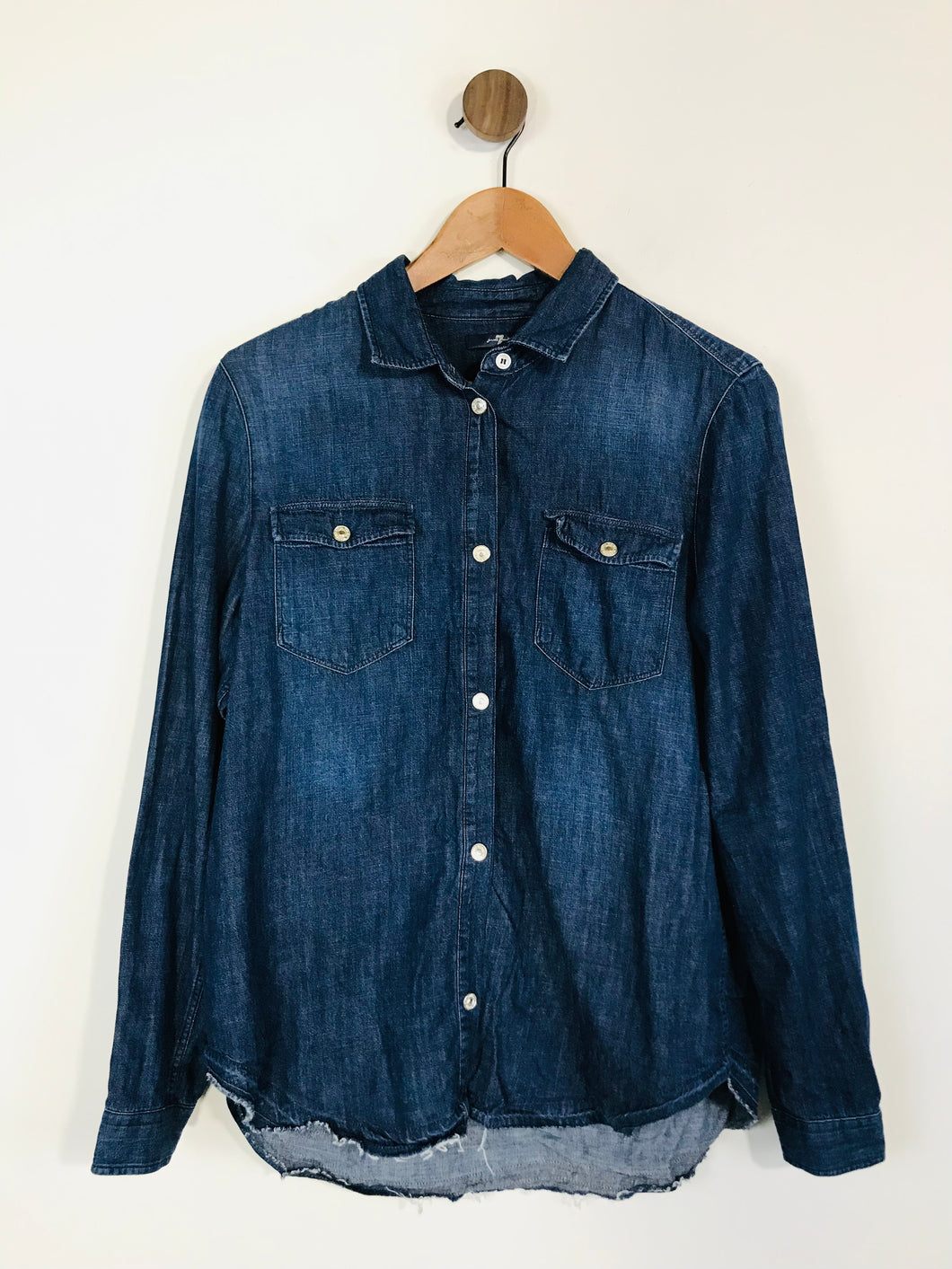 7 For All Mankind Women's Chambray Button-Up Shirt | M UK10-12 | Blue