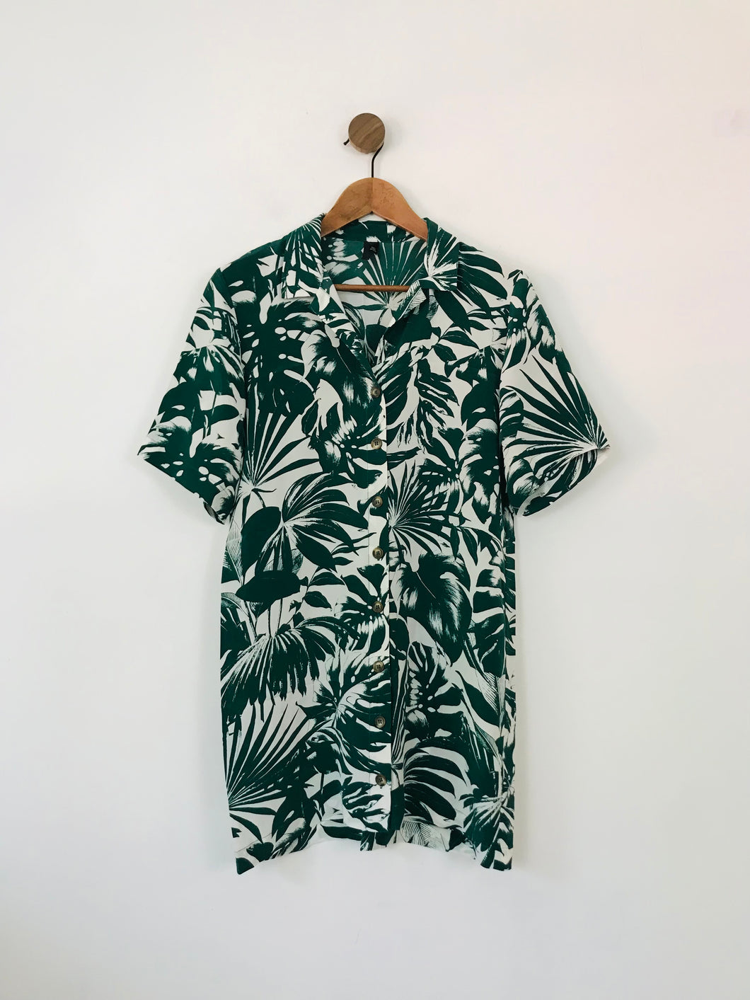 Topshop Women's Tropical Print Shirt Dress | UK6 | Green