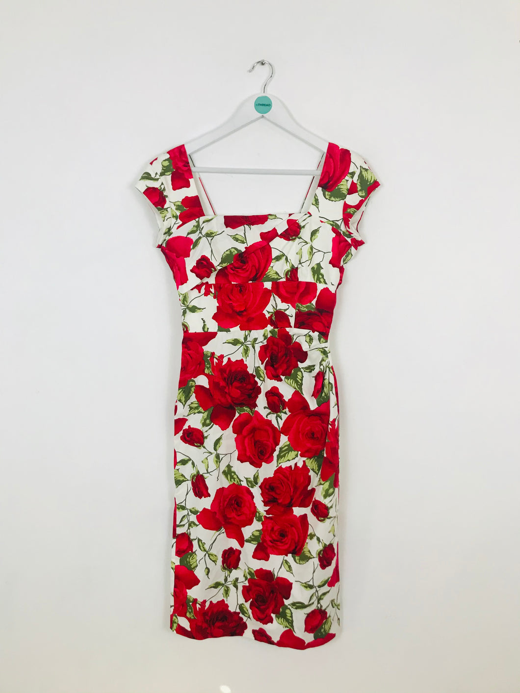 The Pretty Dress Company Women’s Floral Print Fitted Midi Dress | UK10 | Red
