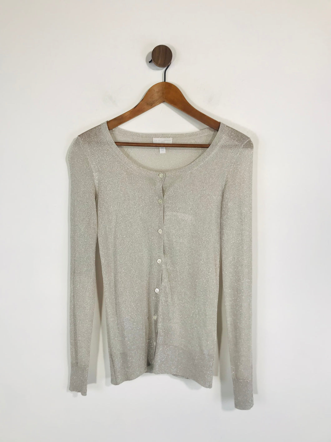 The White Company Women's Silver Shimmer Light Knit Cardigan | S UK8 | Grey