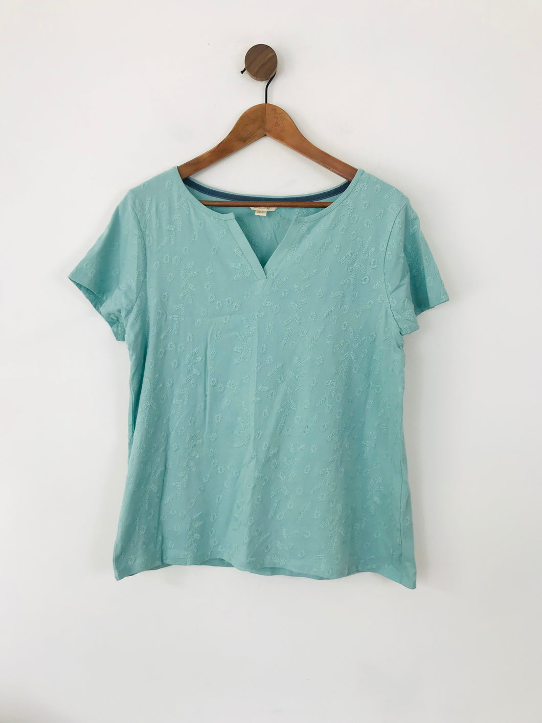 White Stuff Women's Embroidered T-Shirt | UK16 | Green
