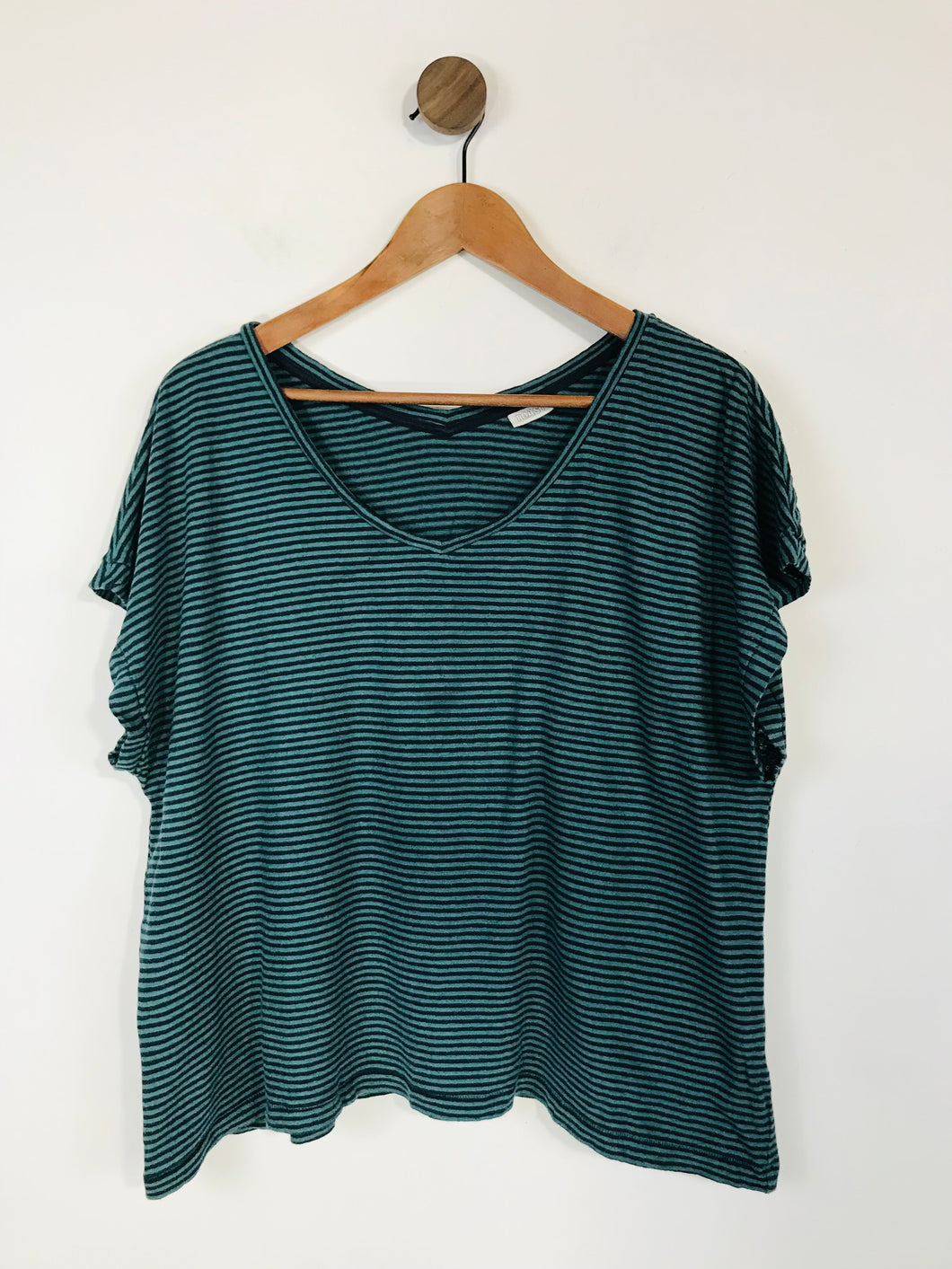 Toast Women's Linen Blend Striped T-Shirt | L UK14 | Blue