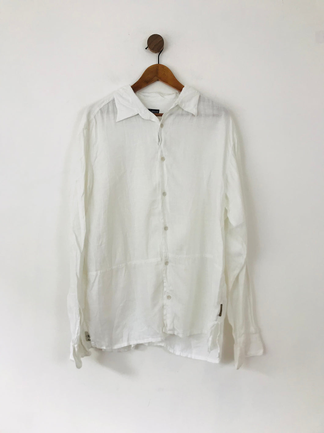 Armani Jeans Men's Flax Button-Up Shirt | L | White