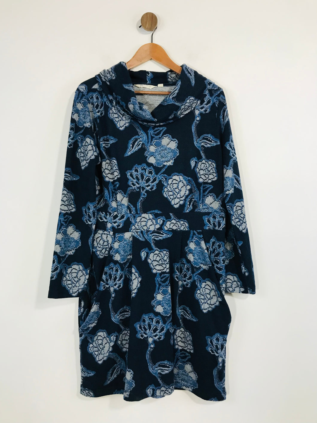 Lily & Me Women's Floral Roll Neck A-Line Dress | UK16 | Blue