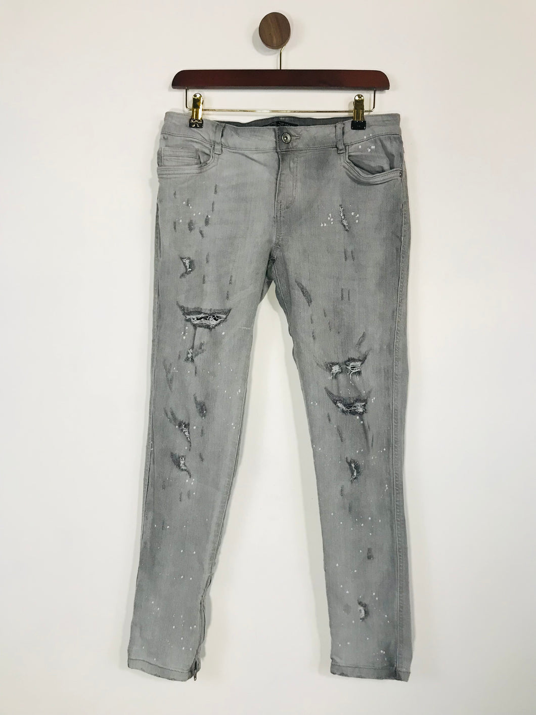 Zara Women's Distressed Skinny Jeans | UK12 | Grey