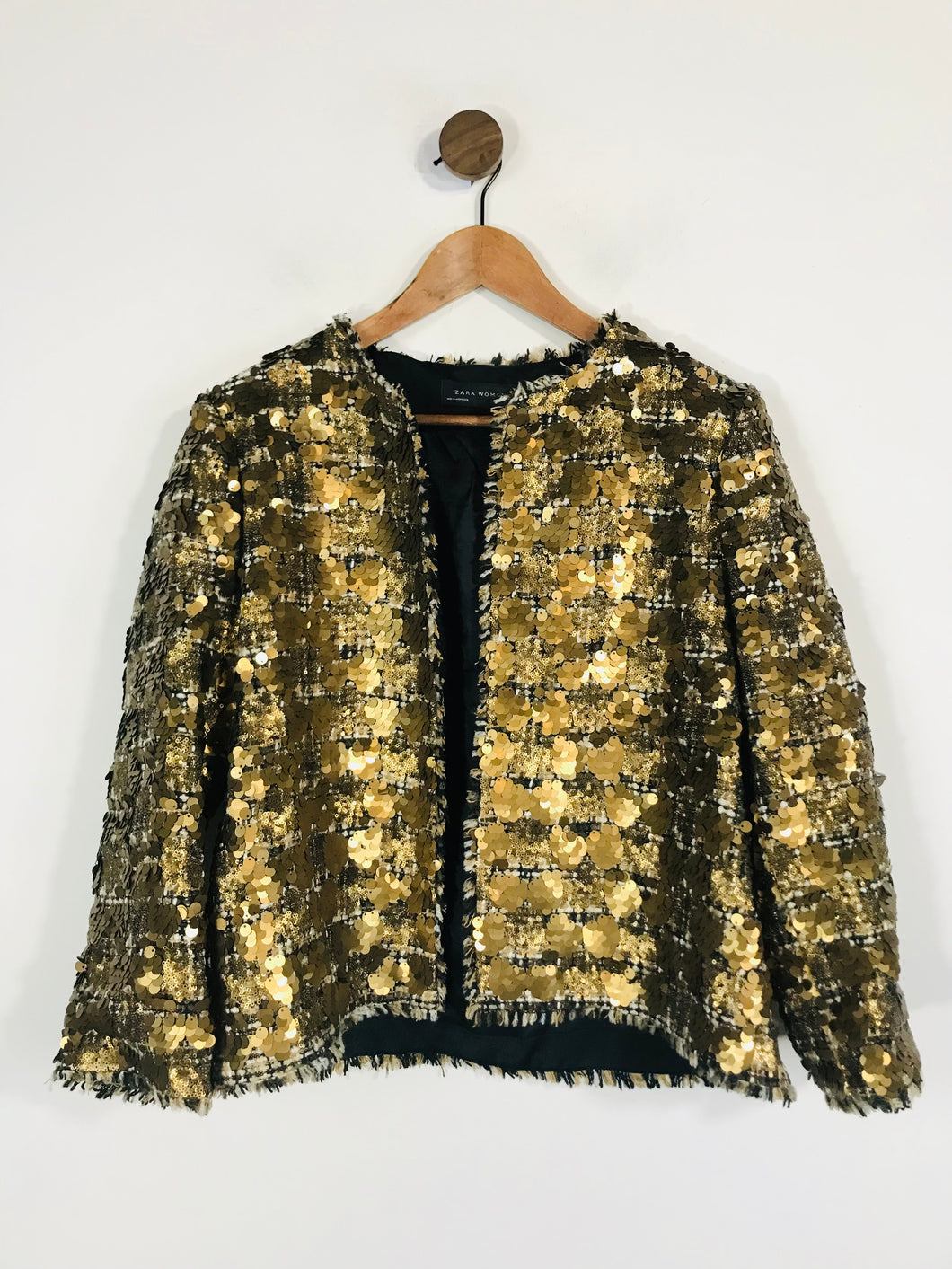 Zara Women's Sequin Blazer Jacket | XL UK16 | Beige