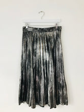 Load image into Gallery viewer, Zara Women’s Pleated Metallic Silver Glittery Midi Skirt | M | Grey

