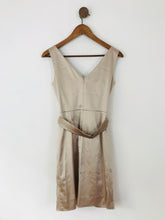 Load image into Gallery viewer, Nicole Miller Women&#39;s Satin V-Neck Sheath Dress | UK8 | Beige
