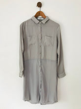 Load image into Gallery viewer, Bachelorette Paris Women&#39;s Longline Sheer Shirt Button-Up Shirt | S UK8 | Grey
