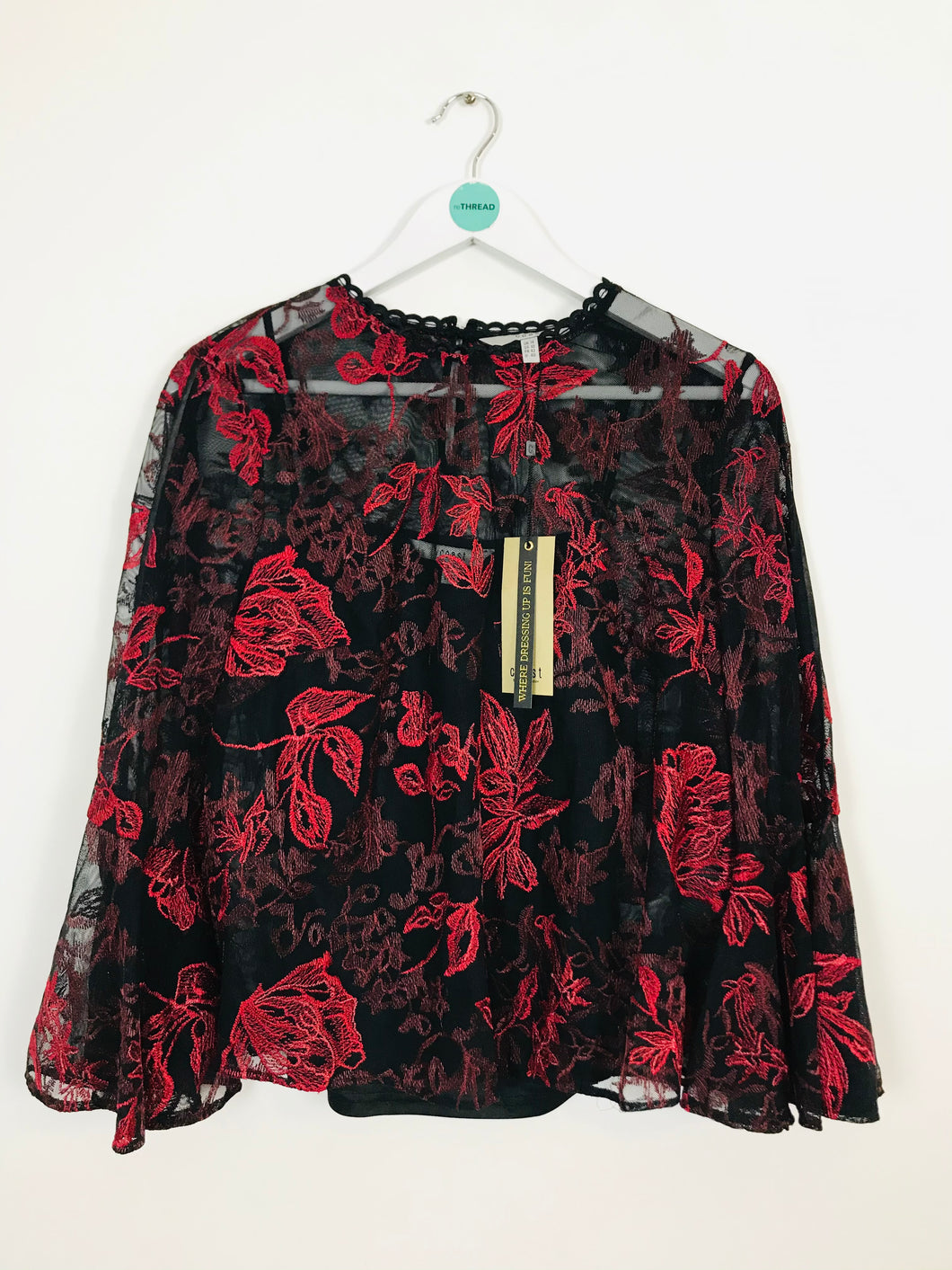 Coast Women’s Lace Floral Oversized Blouse NWT | UK 14 | Black and Red