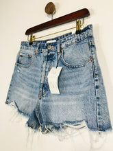 Load image into Gallery viewer, Zara Women&#39;s Denim Distressed Hot Pants Shorts NWT | UK12 | Blue
