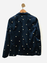 Load image into Gallery viewer, Scotch &amp; Soda Women&#39;s Velvet Bumble Bee Embroidered Blazer Jacket | 1 UK10 | Blue
