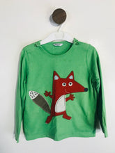 Load image into Gallery viewer, Boden Kid&#39;s Long Sleeve Fox Embroidered T-Shirt | 18-24 Months | Green
