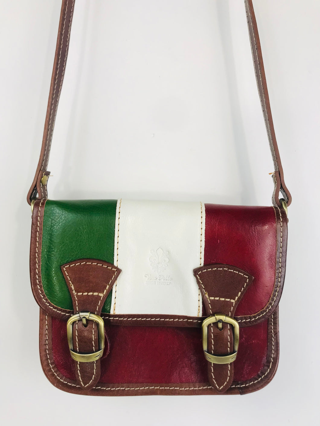 Vera Pelle Women's Italian Leather Crossbody Bag | Small | Multicoloured