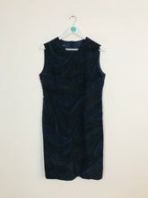 Load image into Gallery viewer, Louis Feraud Women’s 100% Silk Marble Print Shift Dress | UK14 | Purple
