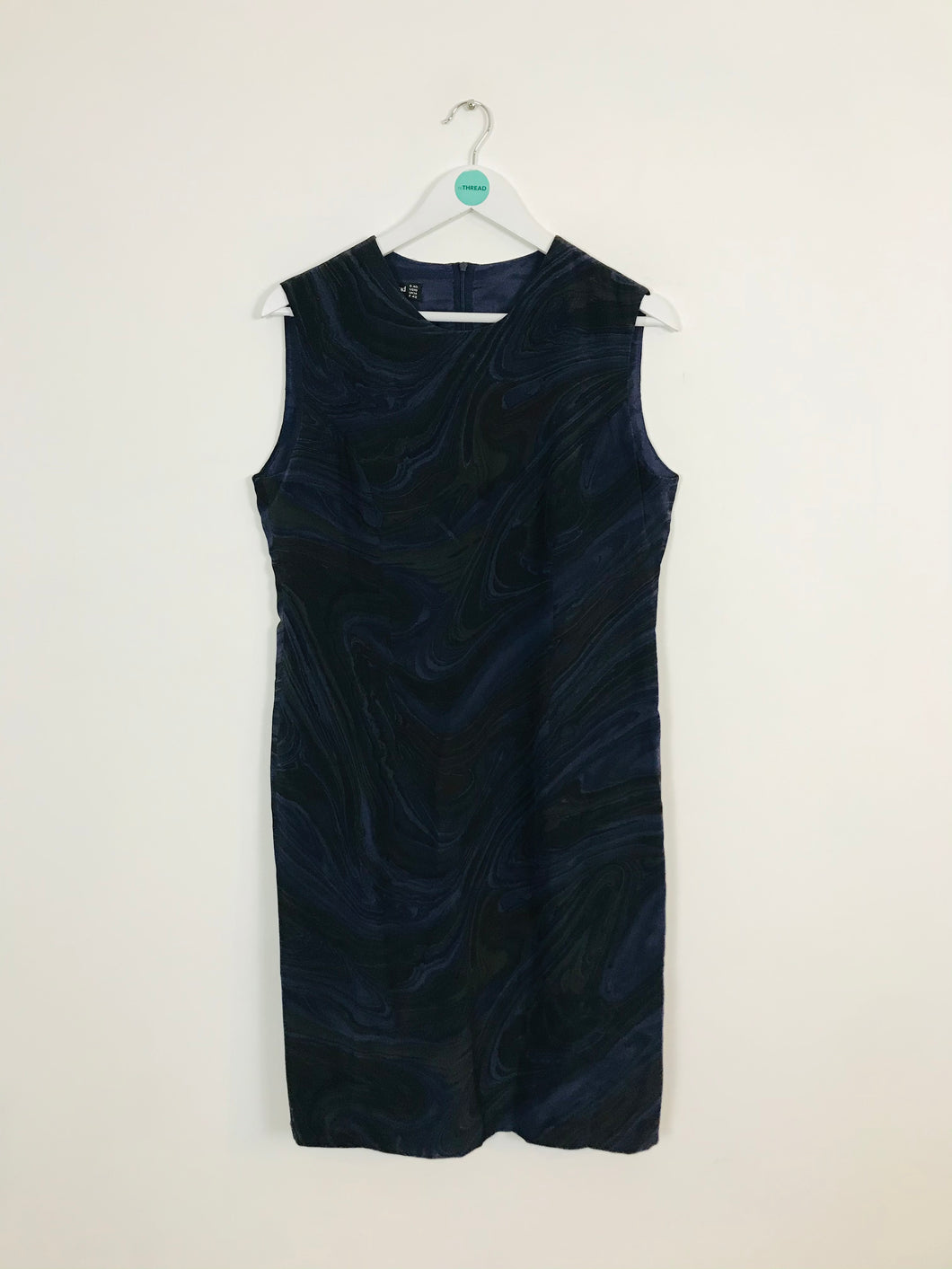 Louis Feraud Women’s 100% Silk Marble Print Shift Dress | UK14 | Purple