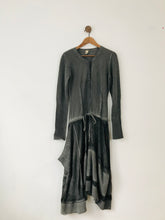 Load image into Gallery viewer, Indies Women’s Wool Silk Patchwork Midi Dress | 4 UK12 | Grey
