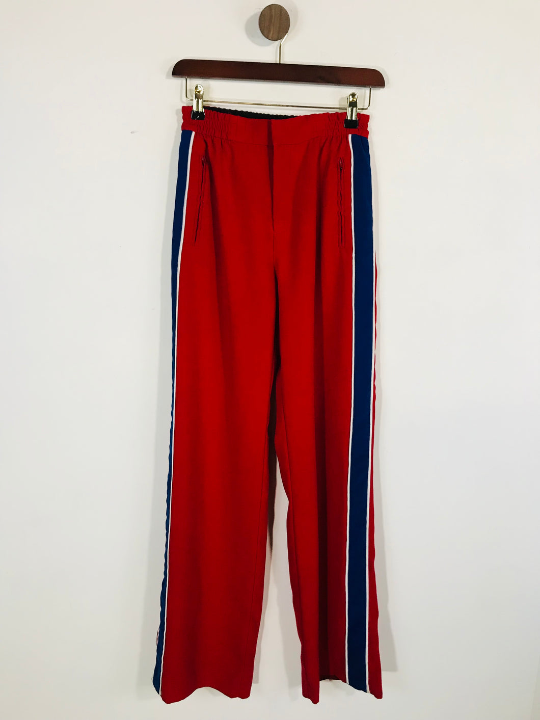 Zara Women's Striped Casual Trousers | S UK8 | Red