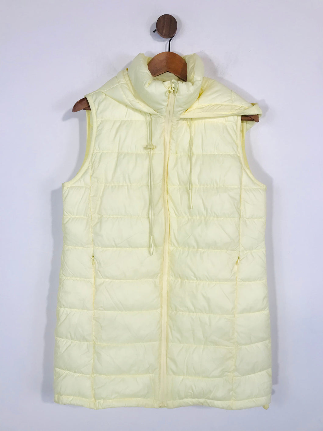 Zara Women's Hooded Quilted Gilet Jacket | M UK10-12 | Yellow