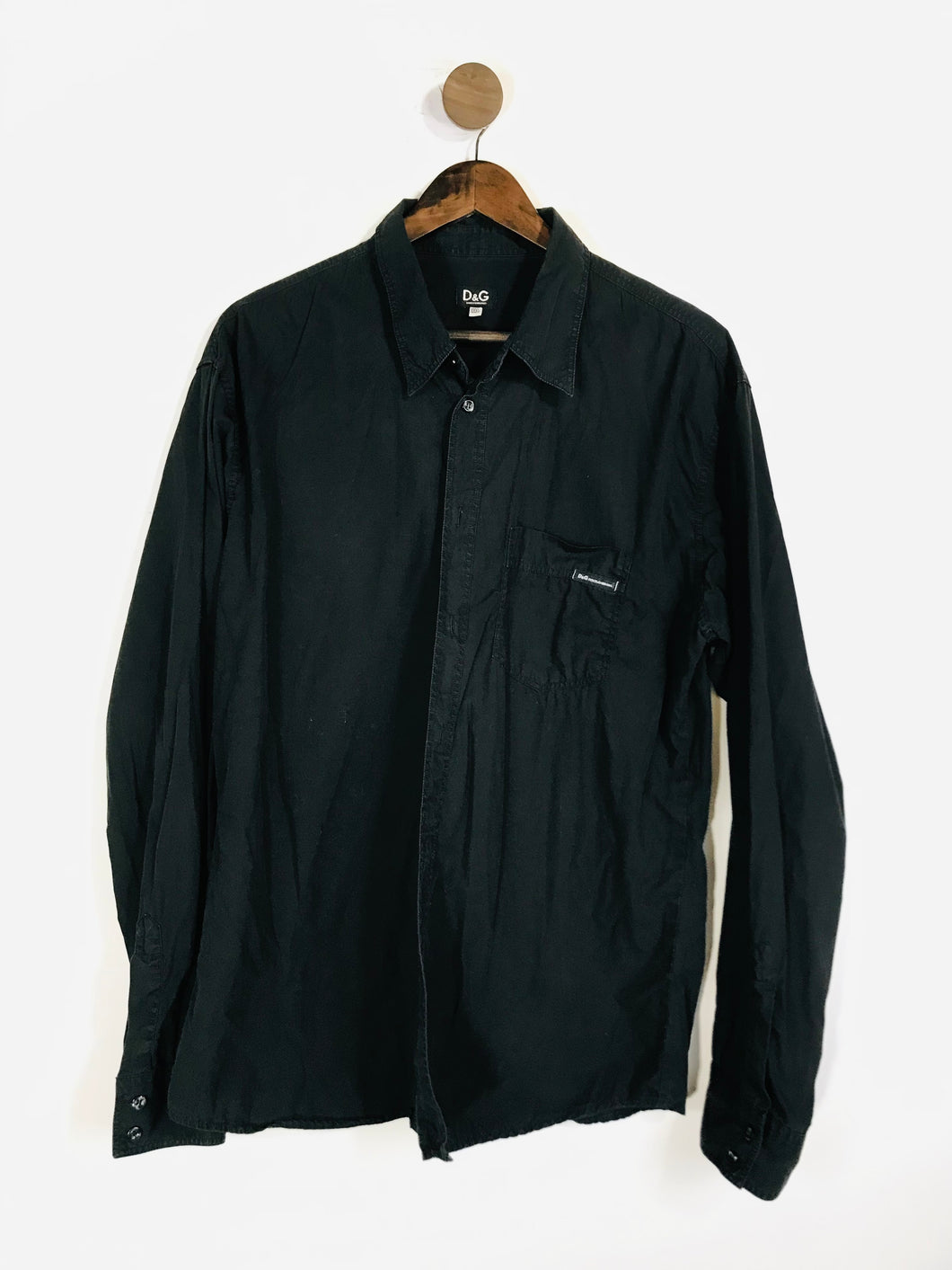 Dolce & Gabbana Men's Cotton Button-Up Shirt | XXXL | Black