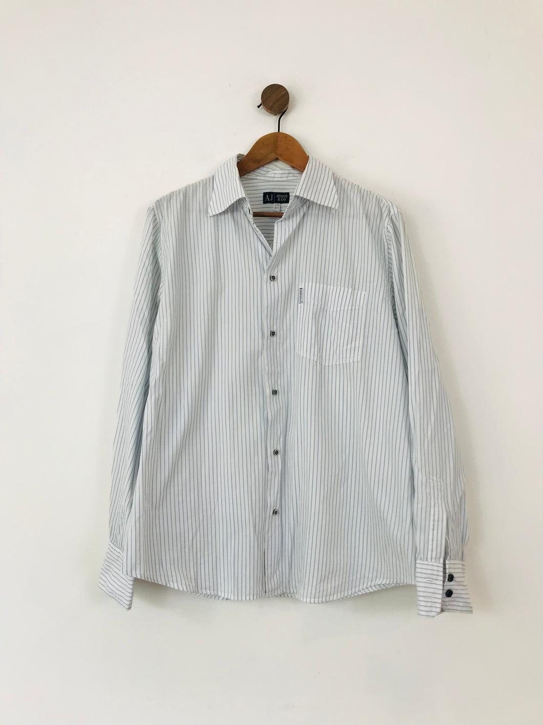 Armani Jeans Men's Striped Button-Up Shirt | XL | White
