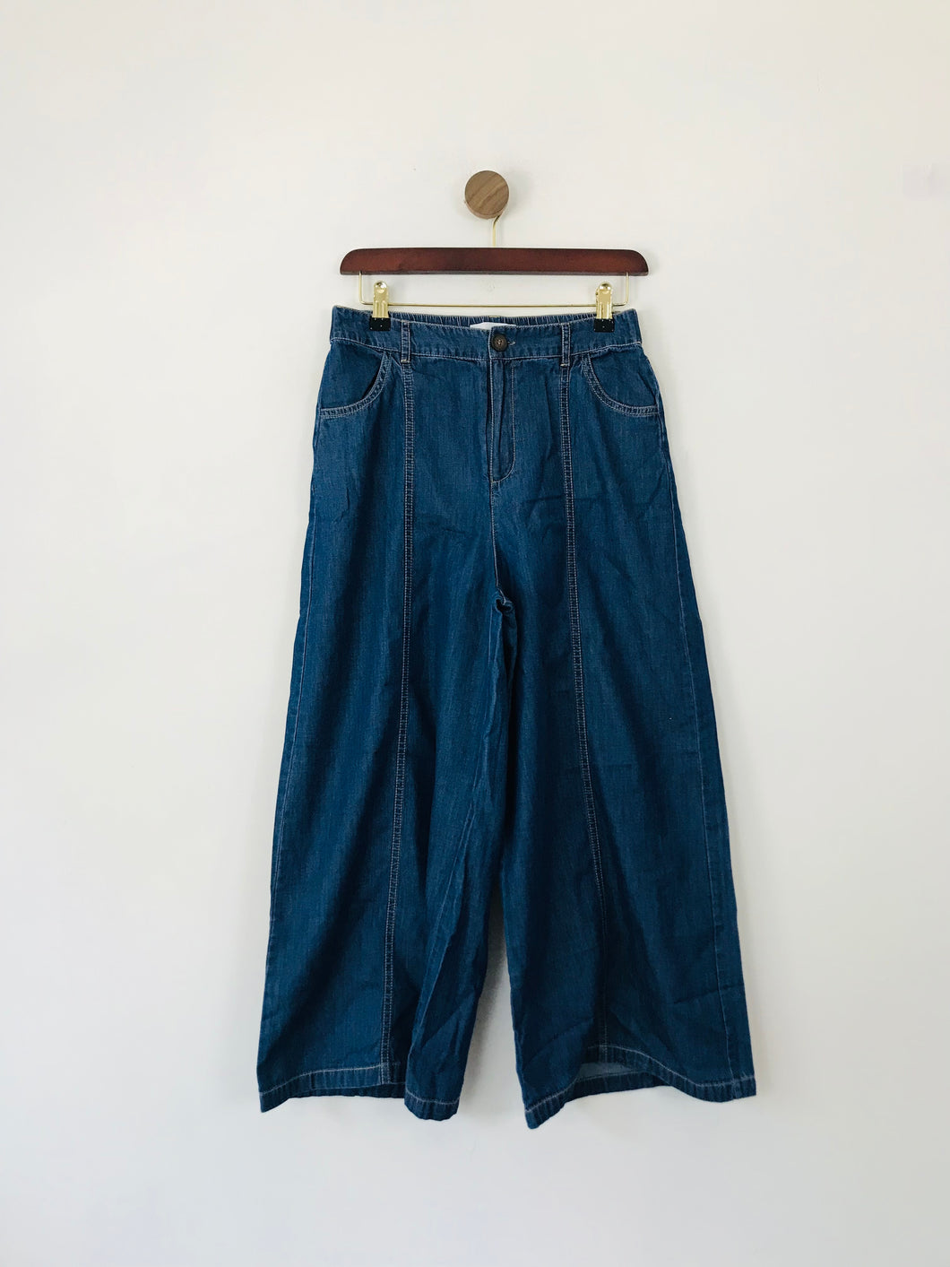 Mango Women's Denim Look Culottes Trousers | M UK10-12 | Blue