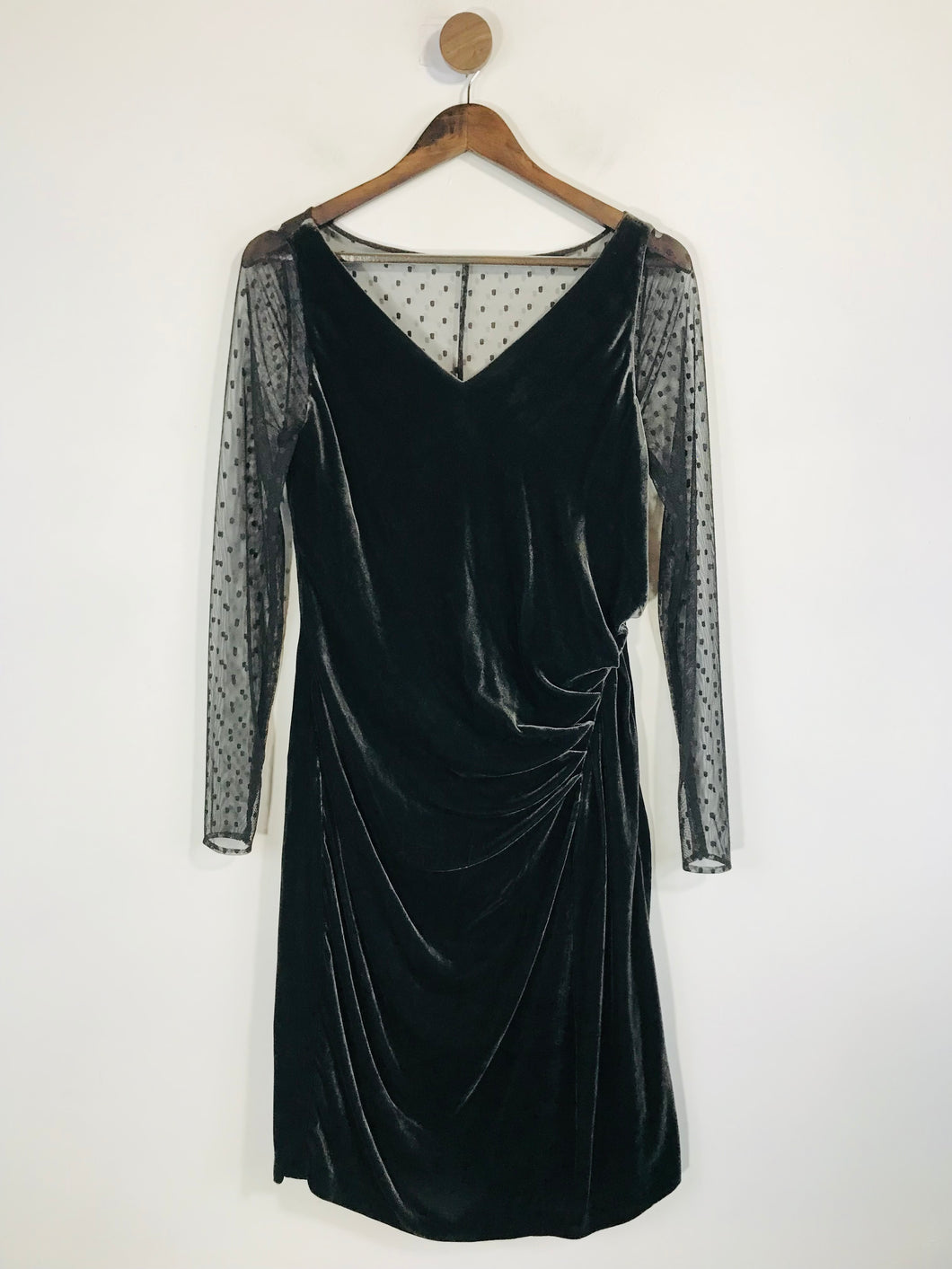 L.K. Bennett Women's Velvet Polka Dot Sheath Dress NWT | UK14 | Grey