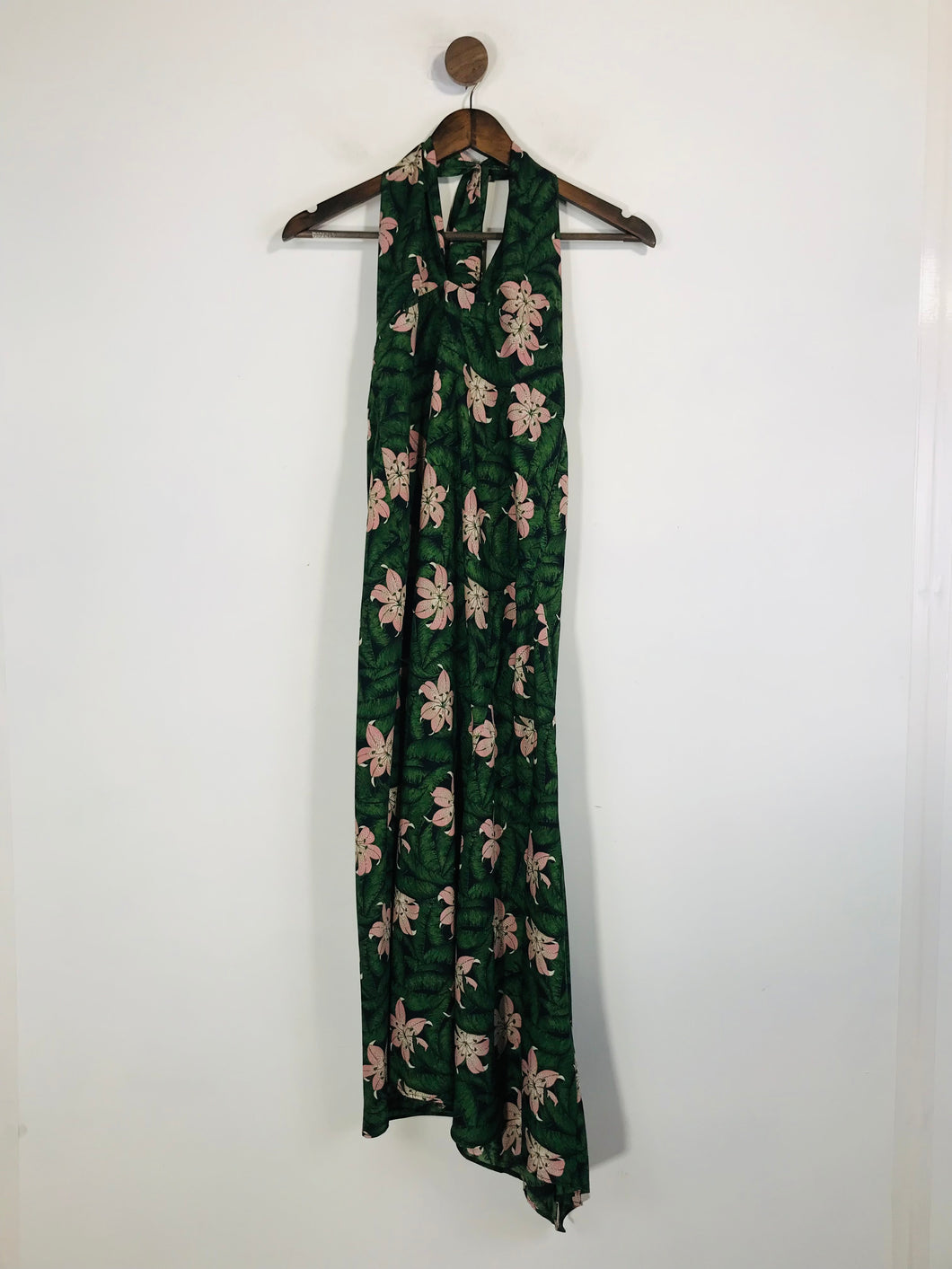 Topshop Women's Floral Halter Neck Maxi Dress | UK12 | Green