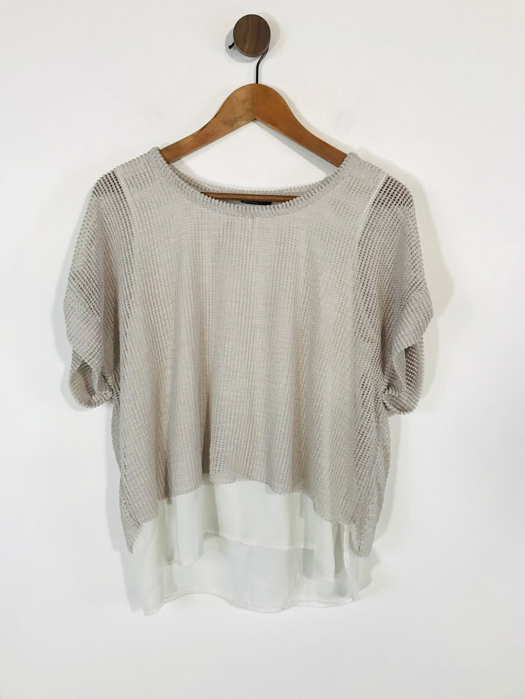 Zara Women's Silk Ribbed Layered T-Shirt | M UK10-12 | Grey