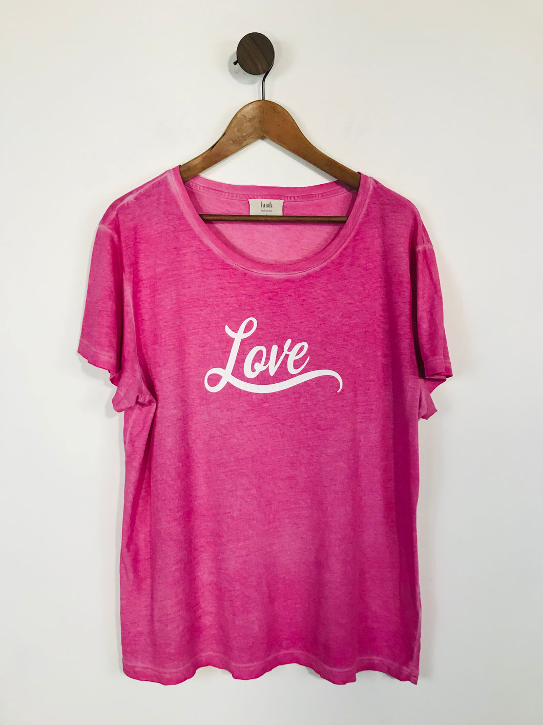 Hush Women's Cotton Washed effect T-Shirt | L UK14 | Pink