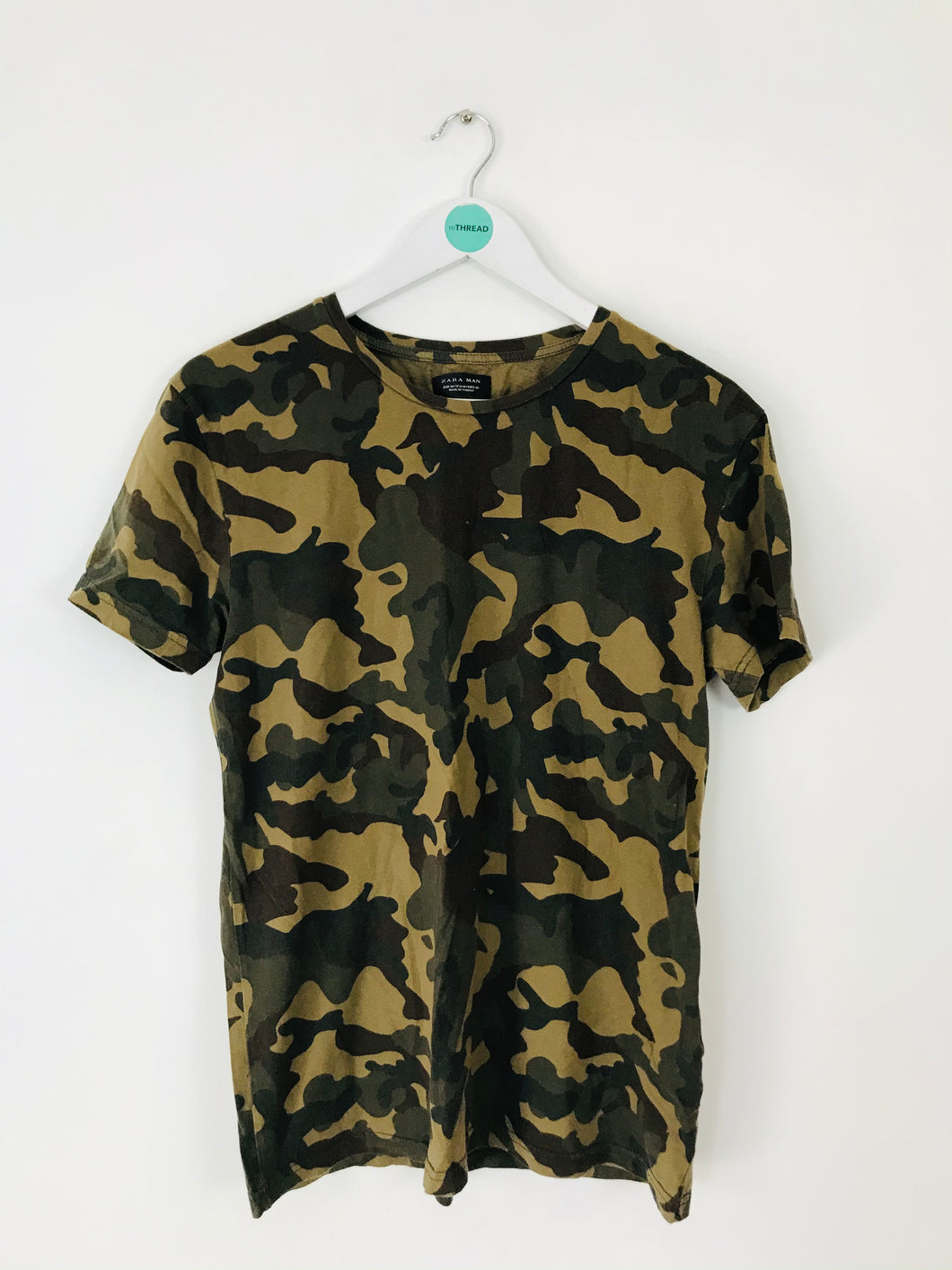 Zara Men’s Camo Short Sleeve T-Shirt | M | Brown
