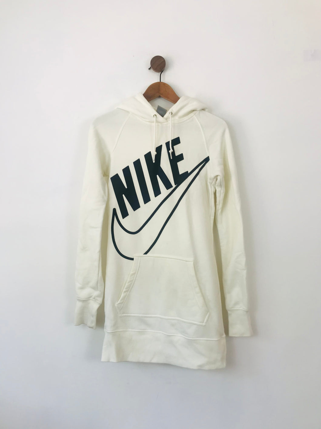 Nike Women's Logo Hooded Sweatshirt Jumper Dress | XS UK8 | White