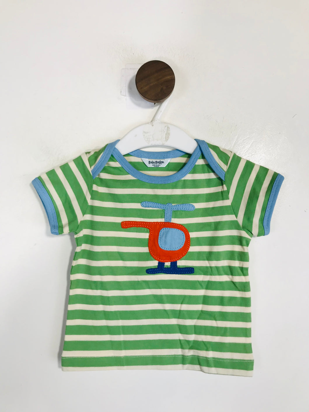 Baby Boden Kid's Striped T-Shirt | 3-6 months | Green