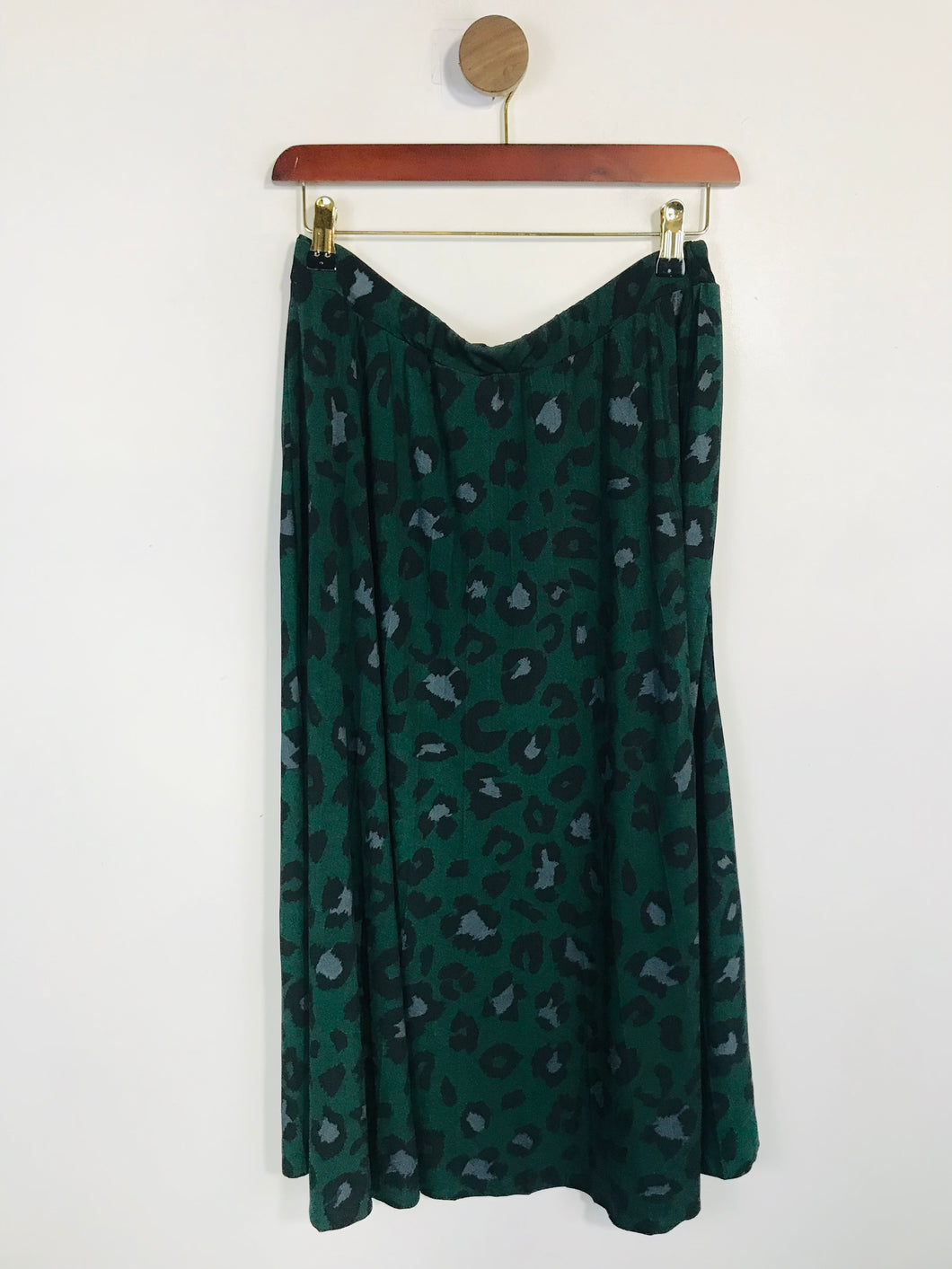 Oasis Women's Leopard Print A-Line Skirt | L UK14 | Green
