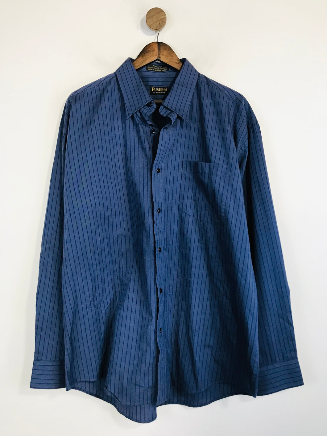 Fusion Men's Cotton Striped Button-Up Shirt | XL | Blue