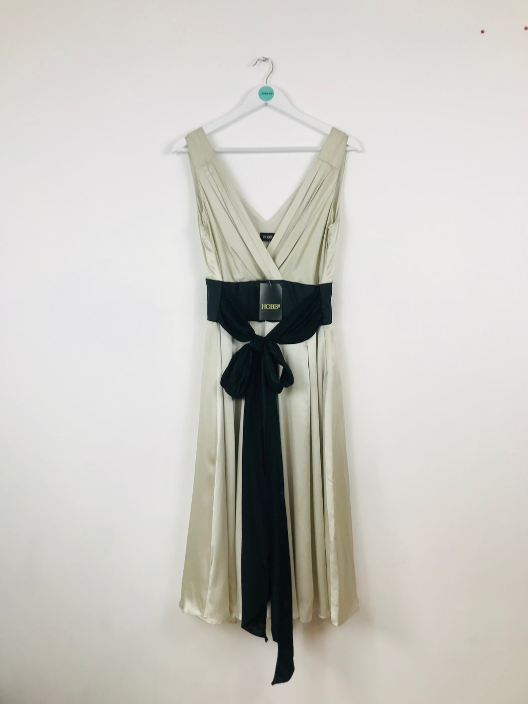 Hobbs Womens Silk Pleated Midi Dress | UK12 | Cream