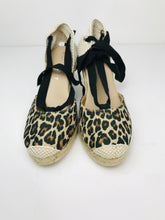 Load image into Gallery viewer, Mint Velvet Women&#39;s Leopard Print Espadrille Strappy Wedge Sandals | EU39 UK6 | Beige
