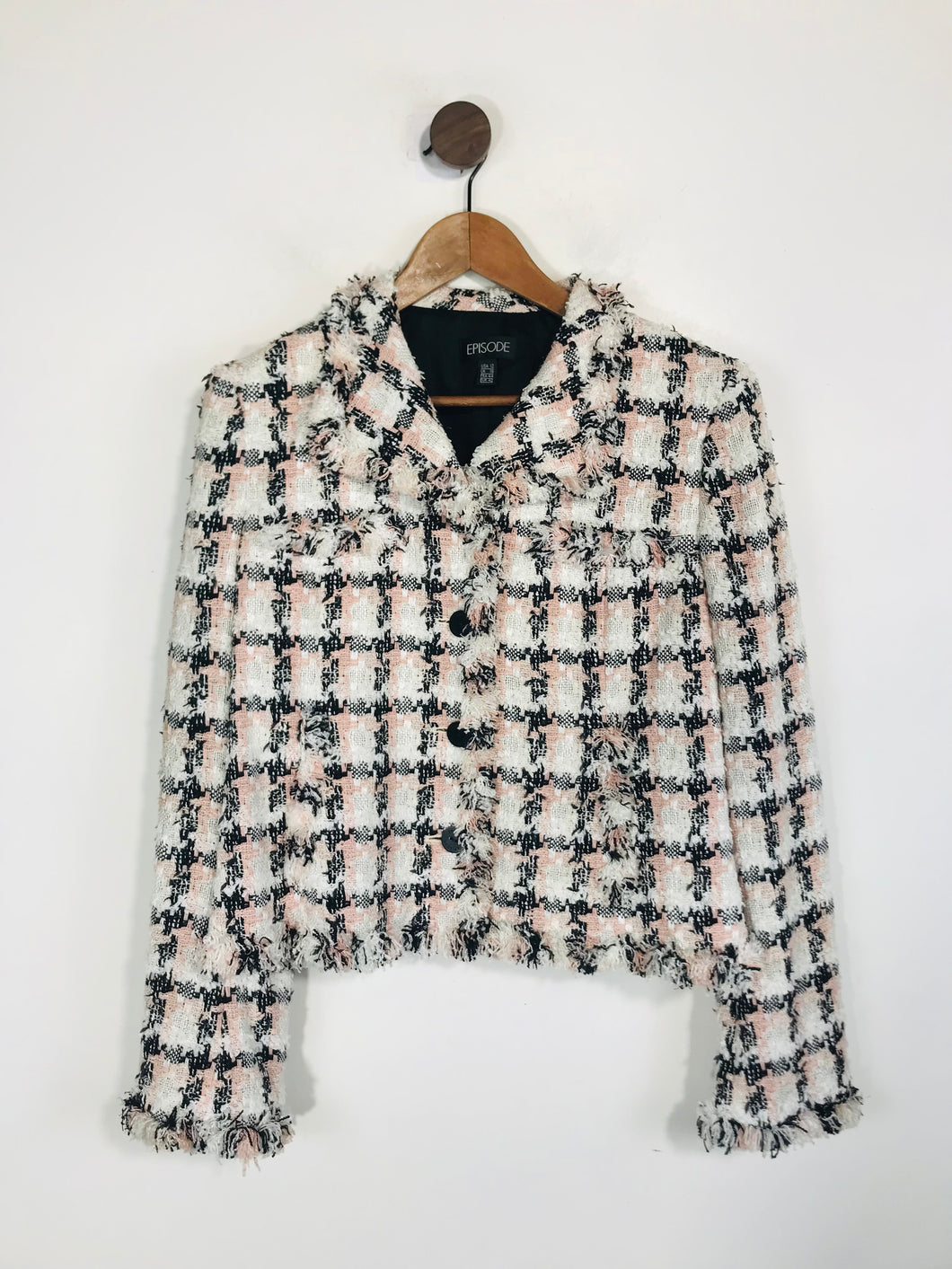 Episode Women's Tweed Check Gingham Blazer Jacket | UK16 | Pink