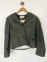 Load image into Gallery viewer, Ronit Zilkha Women&#39;s Wool Check Gingham Blazer Jacket | UK14 | Grey
