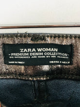 Load image into Gallery viewer, Zara Women’s Metallic Shiny Glitter Skinny Jeans | 40 UK12 | Silver Grey

