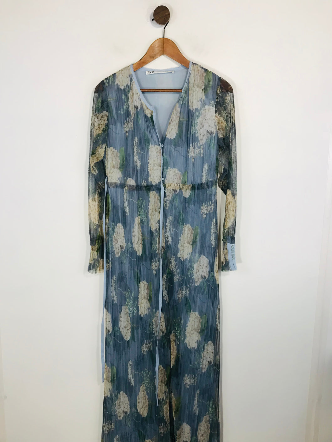 Zara Women's Floral Sheer Maxi Dress | M UK10-12 | Multicoloured