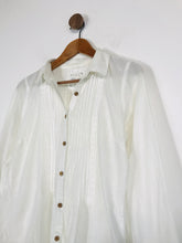 Load image into Gallery viewer, Mistral Women&#39;s Boho Pleated Button-Up Shirt | UK10 | White
