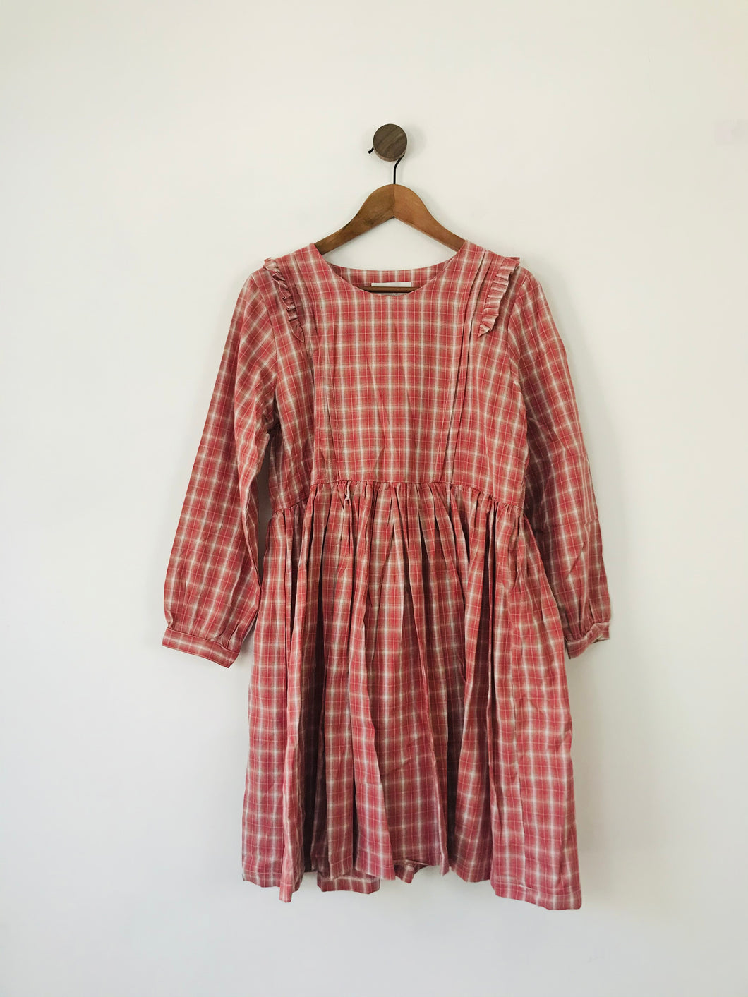 Olive Women’s Oversized Check Long Sleeve A-Line Dress | UK10 | Red
