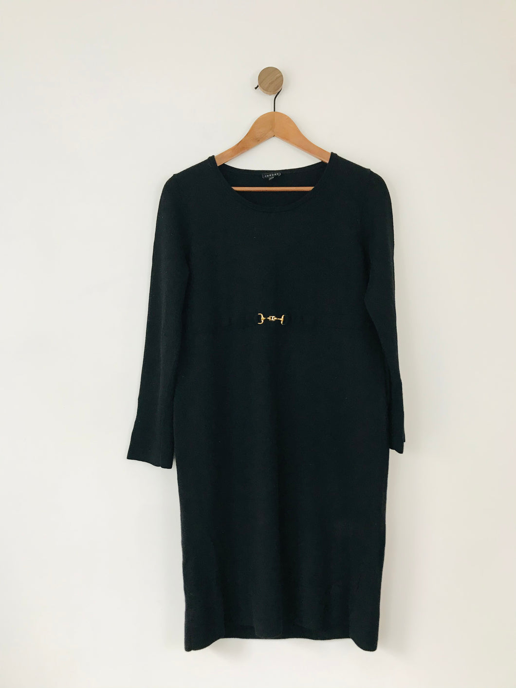 Jaeger Women’s Long Sleeve Wool Jumper Dress | L UK14 | Black