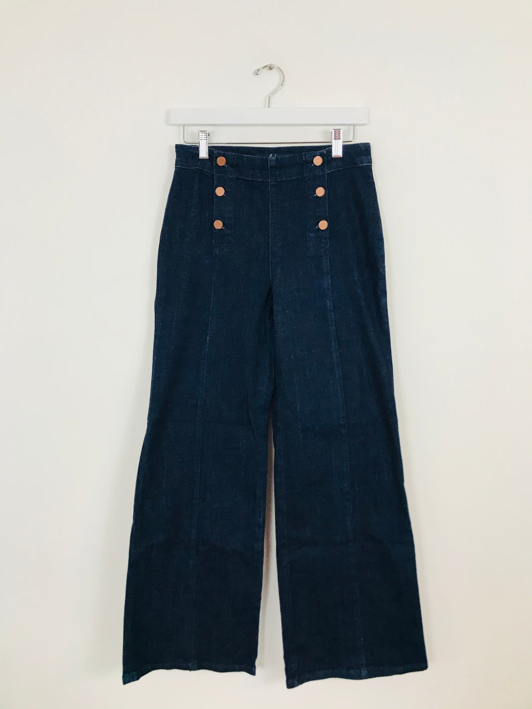 Boden Women’s Petite Flare Sailor Wide Leg Jeans Culottes | UK10 | Blue