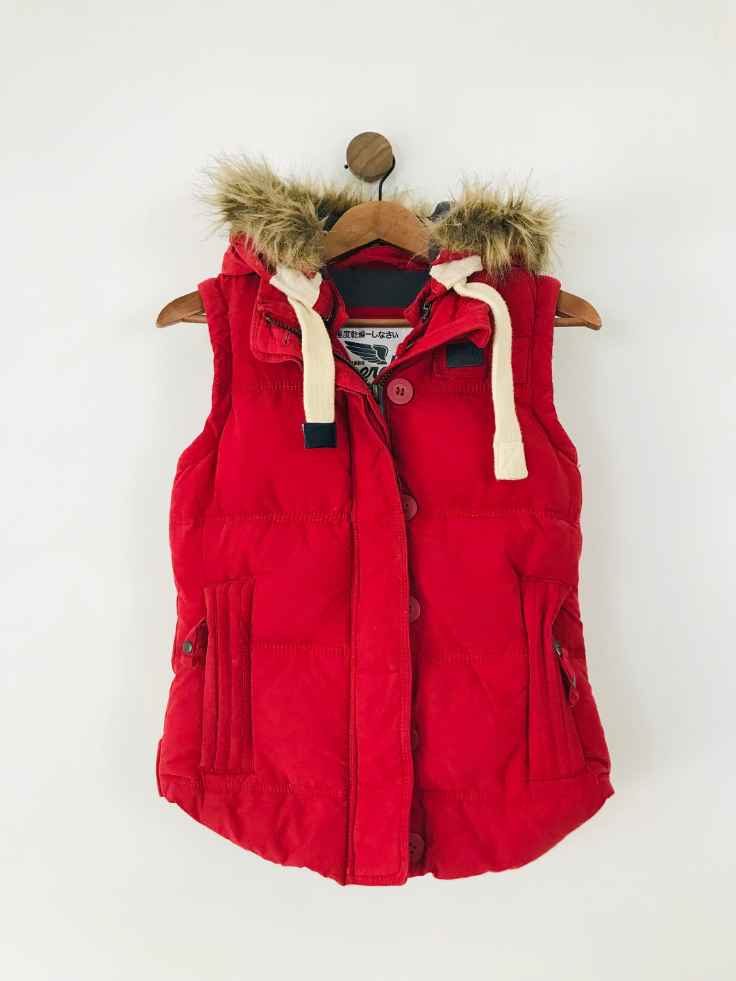 Superdry Women's Down Puffer Gilet Jacket | S UK8 | Red
