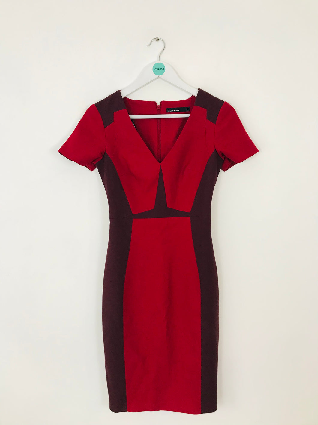 Karen Millen Women’s V-Neck Sheath Dress | UK8 | Red