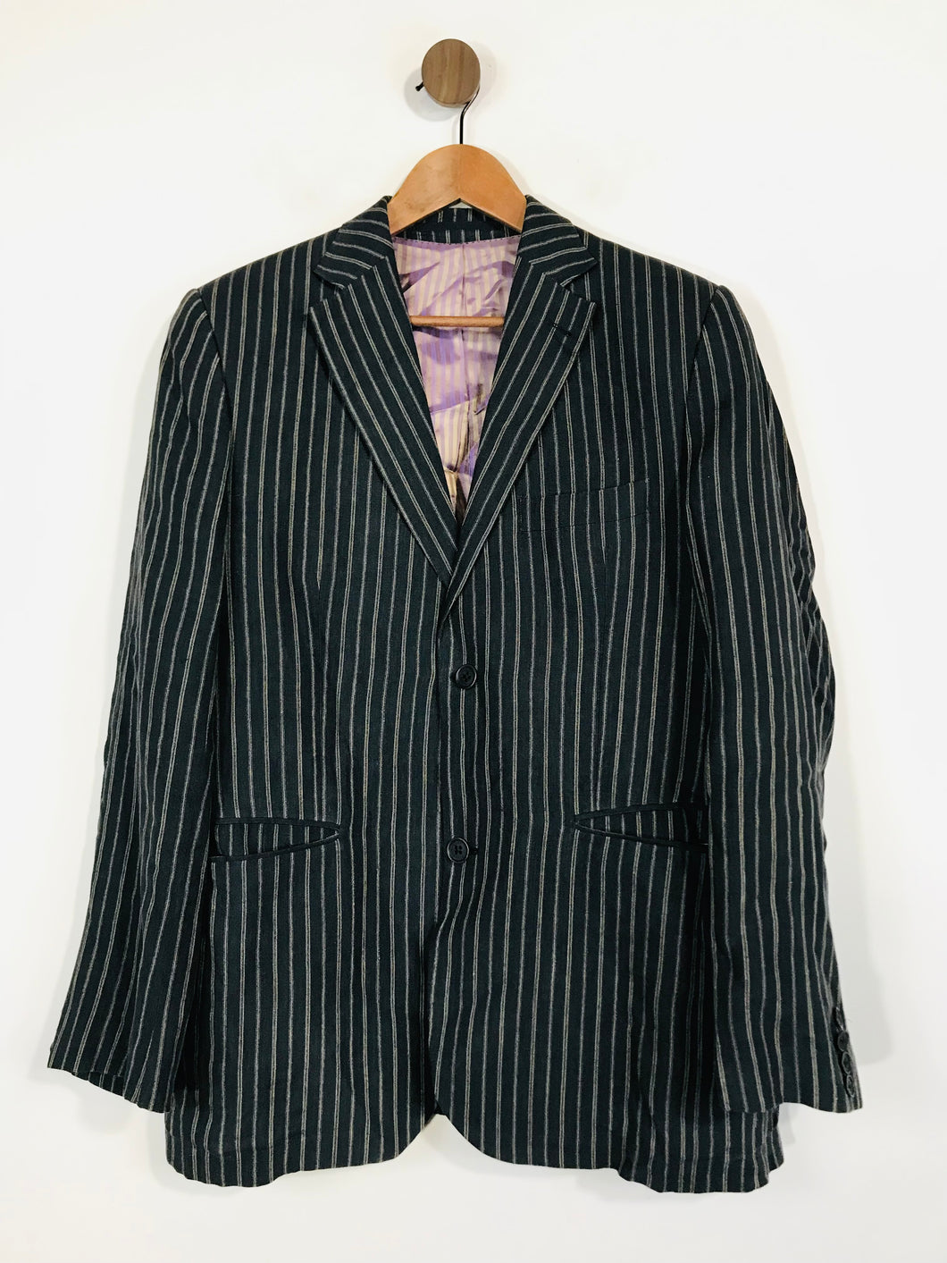 Ted Baker Men's Linen Striped Blazer Jacket | 4 | Blue