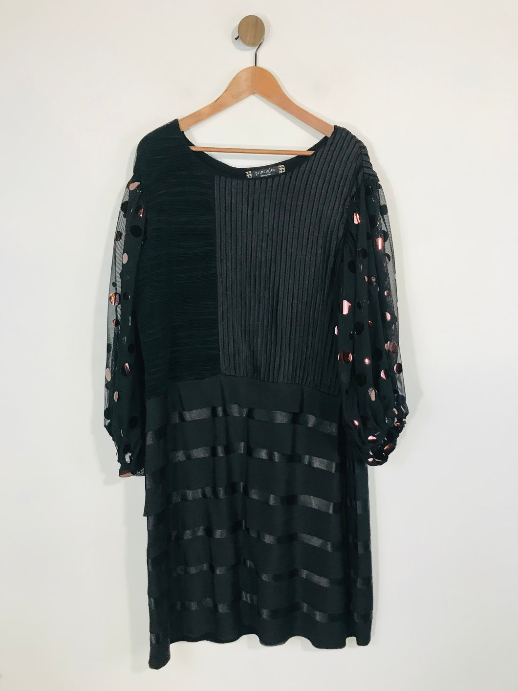Principles Women's Polka Dot Striped Midi Dress | EU48 UK20 | Black