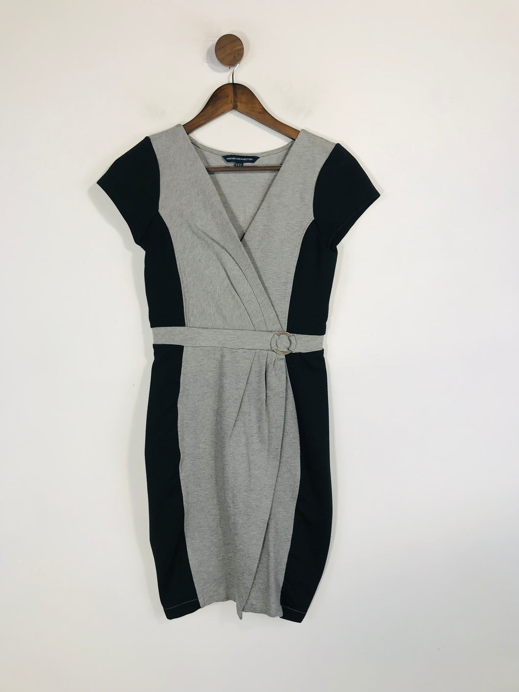 French Connection Women's Colour Block Ribbed Bodycon Dress | UK10 | Grey
